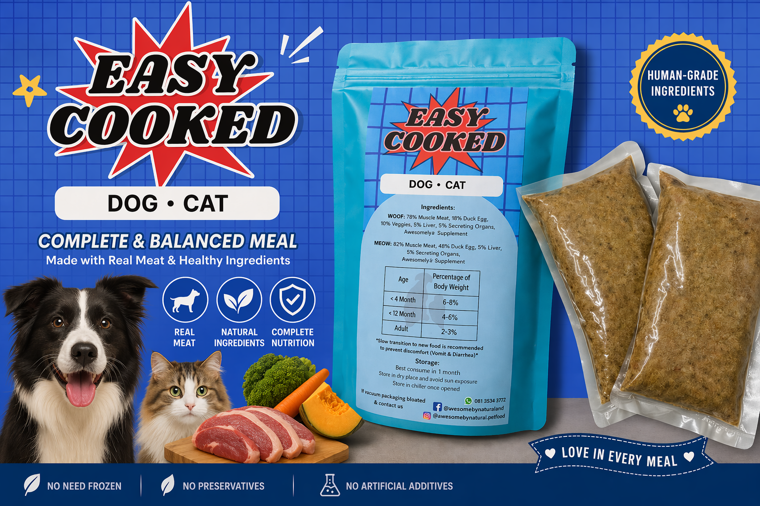 Easy No Freezing Cooked Dog Cat Food/ Cooked Meat - Image 4